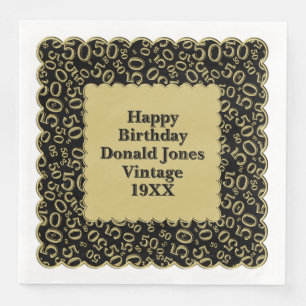 Serviette En Papier 50e anniversaire Numéro Motif St Jacques Black Gol