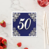Serviette En Papier 50e anniversaire ou anniversaire Regal Silver Blue (En situation)