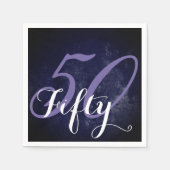 Serviette En Papier 50e anniversaire ou anniversaire | Violet et blanc (Devant)