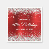 Serviette En Papier 50e anniversaire Parties scintillant d'argent Roug (Devant)