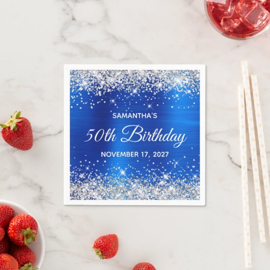 Serviette En Papier 50e anniversaire Parties scintillant d'argent Roya (En situation)