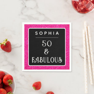 Serviette En Papier 50e anniversaire Parties scintillant rose 50 et fa