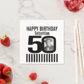 Serviette En Papier 50e anniversaire photo noir rayures photo serviett (En situation)