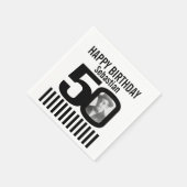 Serviette En Papier 50e anniversaire photo noir rayures photo serviett (Coin)
