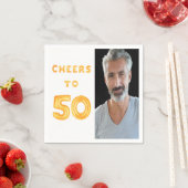 Serviette En Papier 50e anniversaire photo or blanc (En situation)