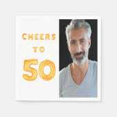 Serviette En Papier 50e anniversaire photo or blanc (Devant)