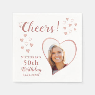 Serviette En Papier 50e anniversaire Photo Rose personnalisé Gold Whit