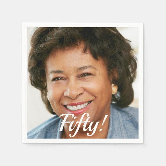 Serviette En Papier 50e anniversaire photo script femme (Devant)
