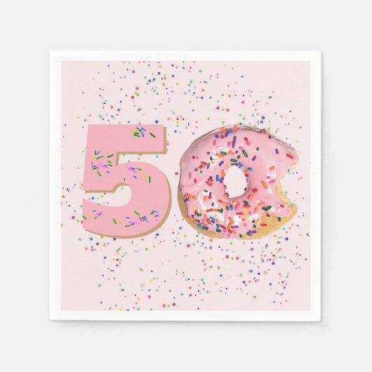 Serviette En Papier 50e anniversaire Pink Donut serviettes (Devant)