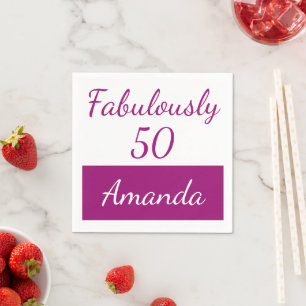 Serviette En Papier 50e anniversaire Pink Personnaliser fabuleusement 