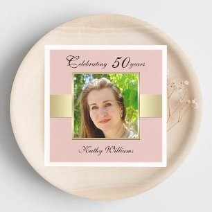 Serviette En Papier 50e anniversaire Rose de fête Gold Photo Napkins