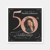 Serviette En Papier 50e anniversaire Rose Gold Parties scintillant Bla (Devant)