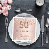 Serviette En Papier 50e anniversaire rose or blush nom
