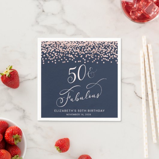 Serviette En Papier 50e anniversaire Rose Parties scintillant d'or ble (En situation)