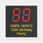 Serviette En Papier 50e anniversaire : Rouge Digital Clock Style "50"  (Devant)