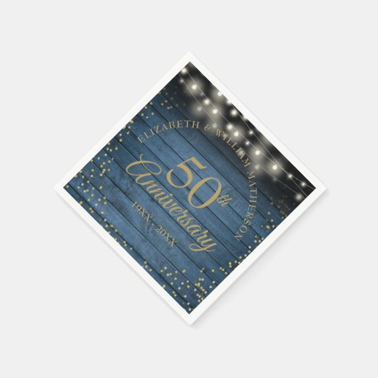 Serviette En Papier 50e Anniversaire Rustic String éclaire la poussièr (Coin)