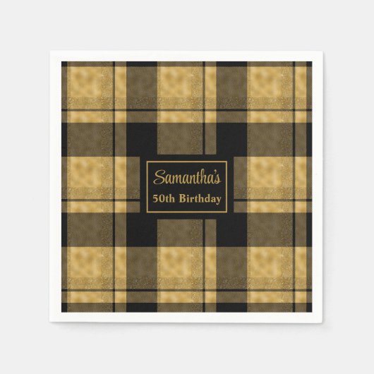 Serviette En Papier 50e Anniversaire serviettes Black Gold Custom Keep (Devant)
