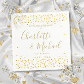 Serviette En Papier 50e anniversaire Signature Gold Hearts Confetti