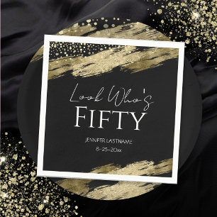 Serviette En Papier 50e Anniversaire Soirée Gold Black Look Qui est