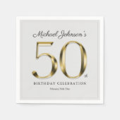 Serviette En Papier 50e anniversaire Solid Gold Texte gris clair Class (Devant)