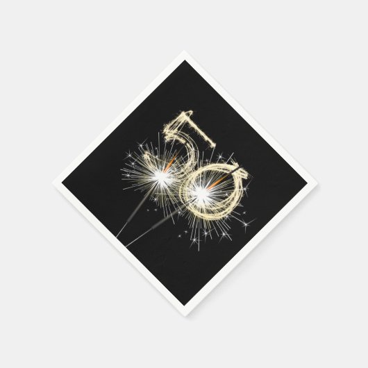 Serviette En Papier 50e anniversaire Sparklers de fête sur noir (Coin)