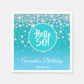 Serviette En Papier 50e anniversaire turquoise bleu parties scintillan (Devant)