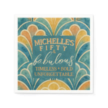 50e anniversaire Turquoise et Gold Art déco