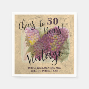 Serviette En Papier 50e anniversaire Vintage Aquarelle Vin à thème