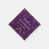 Serviette En Papier 50e anniversaire violet bulles d'or monogramme (Coin)