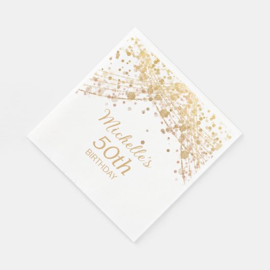 Serviette En Papier 50e anniversaire White Gold Parties scintillant la (Coin)