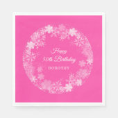 Serviette En Papier 50e Anniversaire Wonderland Snowflake rose (Devant)