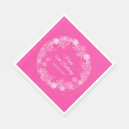Serviette En Papier 50e Anniversaire Wonderland Snowflake rose (Coin)