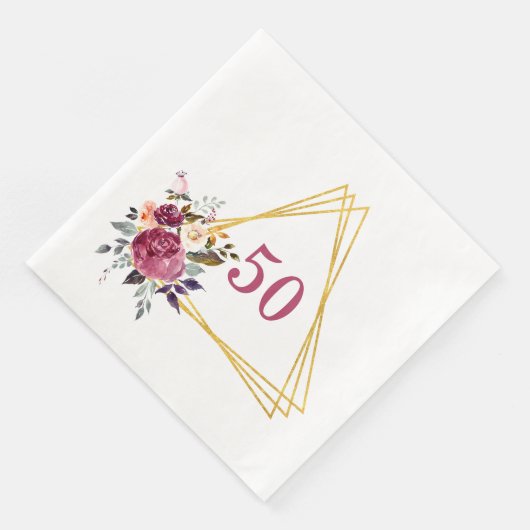 Serviette En Papier 50e Boho Floral Géométrique (Coin)