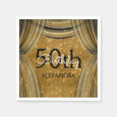 Serviette En Papier 50e fête d'anniversaire Black and Gold Sparkle (Devant)