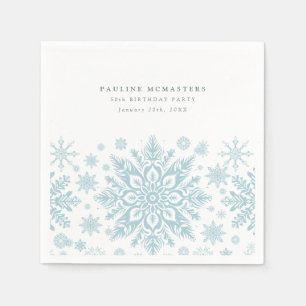Serviette En Papier 50e fête d'anniversaire Blue White Snowflake hiver