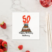 Serviette En Papier 50e fête d'anniversaire gâteau en feu (En situation)