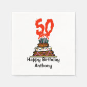Serviette En Papier 50e fête d'anniversaire gâteau en feu (Devant)