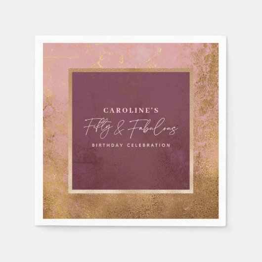 Serviette En Papier 50e fête d'anniversaire Gold & Pink (Devant)