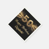 Serviette En Papier 50e fête d'anniversaire moderne Noir et Or (Coin)