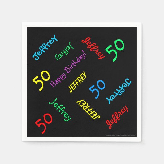 Serviette En Papier 50e fête d'anniversaire - Noms répétitifs, papier  (Devant)