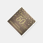 Serviette En Papier 50e fête d'anniversaire Rustic Wood et Gold Diamon (Coin)