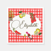 Serviette En Papier 50e Italien Citron Méditerranée Rouge Blanc Motif (Devant)