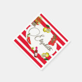 Serviette En Papier 50e Italien Citron Méditerranée Rouge Blancs (Coin)