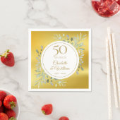Serviette En Papier 50e Wedding Anniversary Greenery Gold Foil (En situation)