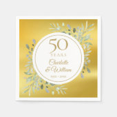 Serviette En Papier 50e Wedding Anniversary Greenery Gold Foil (Devant)