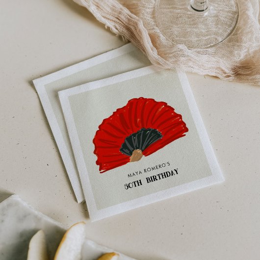 Serviette En Papier 50ème Flamenco Fan Anniversaire