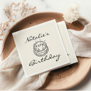 Serviette En Papier 50ème gâteau tiré à la main cinquante Anniversaire