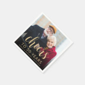 Serviette En Papier 50th Anniversary Party Photo Cheers Gold Script (Coin)