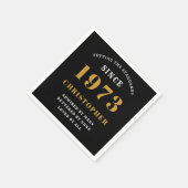Serviette En Papier 50th Birthday Born 1973 Ajouter Nom Black Gold (Coin)
