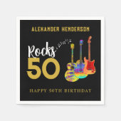 Serviette En Papier 50th Birthday Guitar Rocks 50 Nom (Devant)